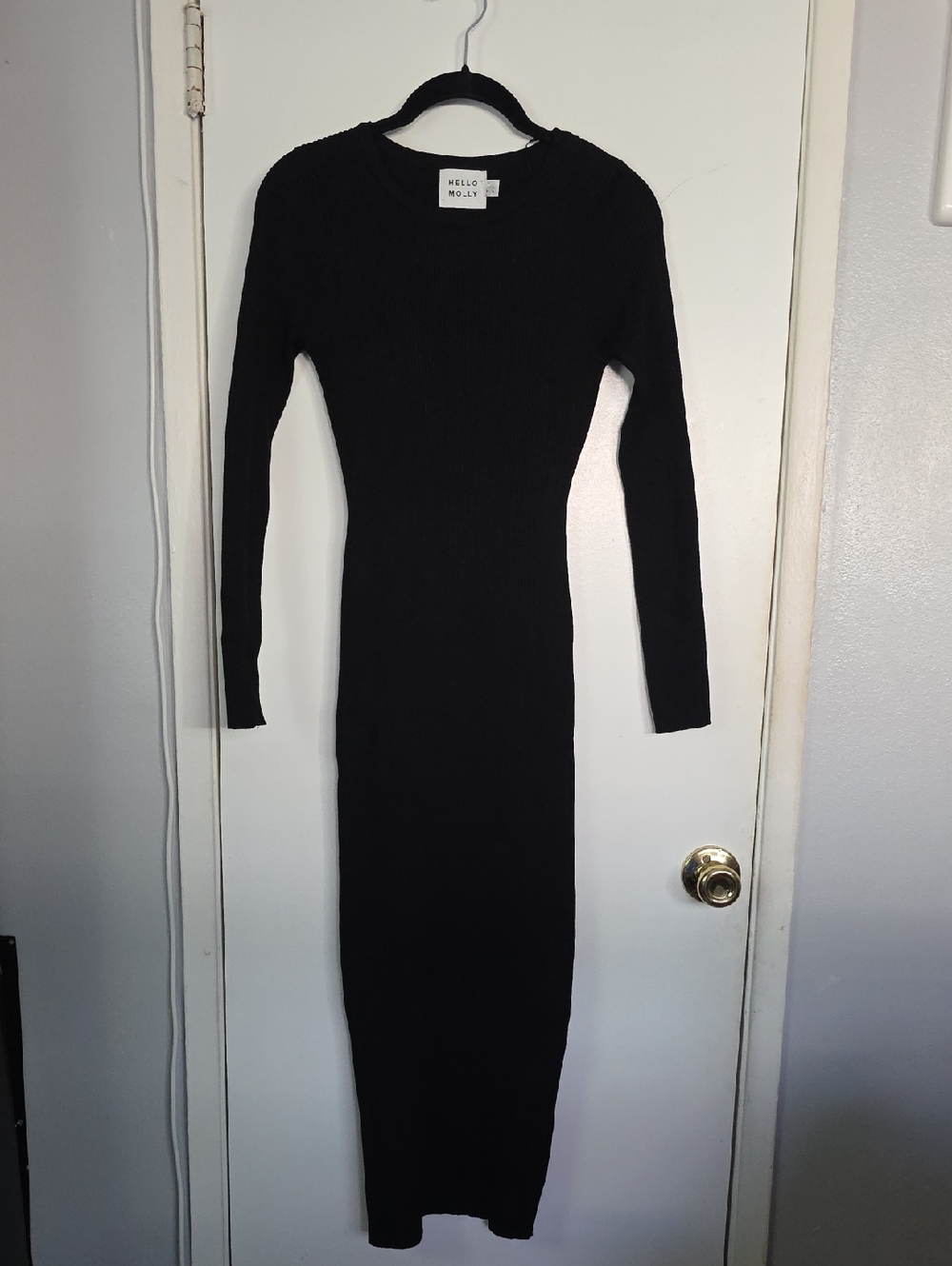 Hello Molly Black Maxi Long Sleeve Knit Dress